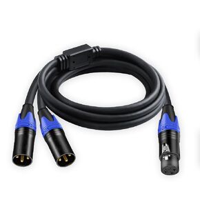 Seefeful XLR Splitter Cable, 1 XLR Female to 2 XLR Male Patch Y Cable Balanced Microphone Splitter Cord Audio Adaptor (11.8 Inches) (5FT-2pack)