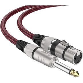 BIFALE XLR أنثى إلى 1/4 TS كابل 25 قدم 2 حزمة، كابل ميكروفون مجدول من النايلون TS 6.35 مم مقبس أحادي كابل ميكروفون غير متوازن كابل ميكروفون عالي التحمل