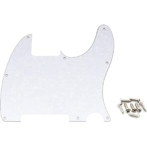 Musiclily 8 Hole Guitar Pickguard Scratch Plate for Fender USA/Mexican Telecaster Tele Esquire, White 3Ply