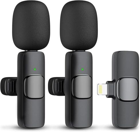 ميكروفون هاومت لايفون - ميكروفون لافالير لاسلكي لايفون وايباد - تأخير منخفض للغاية 2.4G - ميكروفون ايفون ميني - ميكروفون ايفون لتسجيل الفيديو والمقابلات ومدونات الفيديو (2 في 1) in Saudi Arabia