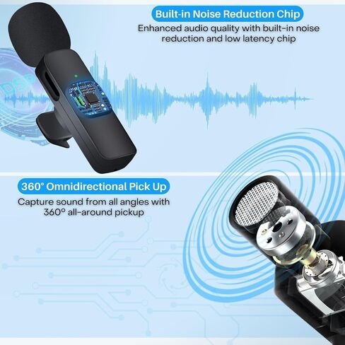 ميكروفون هاومت لايفون - ميكروفون لافالير لاسلكي لايفون وايباد - تأخير منخفض للغاية 2.4G - ميكروفون ايفون ميني - ميكروفون ايفون لتسجيل الفيديو والمقابلات ومدونات الفيديو (2 في 1) in Saudi Arabia