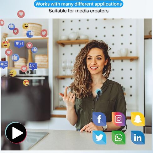 ميكروفون هاومت لايفون - ميكروفون لافالير لاسلكي لايفون وايباد - تأخير منخفض للغاية 2.4G - ميكروفون ايفون ميني - ميكروفون ايفون لتسجيل الفيديو والمقابلات ومدونات الفيديو (2 في 1) in Saudi Arabia