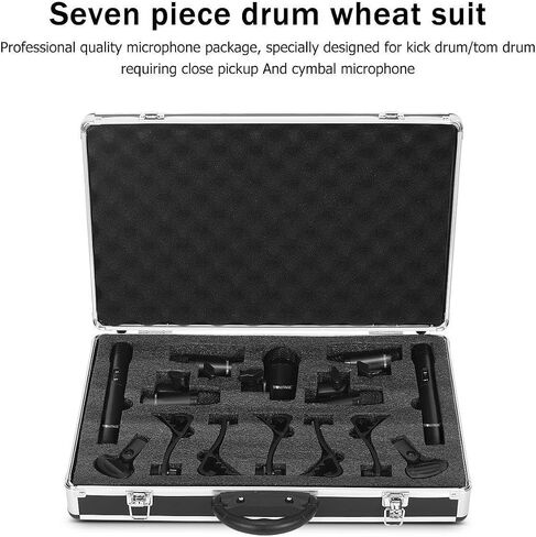 Tiwastage 7 Piece Dynamic Wired Drum Microphone Kit (Whole Metal) - Kick Bass, Tom/Snare & Cymbals Mic Set - for Drums, Vocal, Other Instrument - Complete with Thread Clip, Inserts, Mics Holder & Case in Saudi Arabia