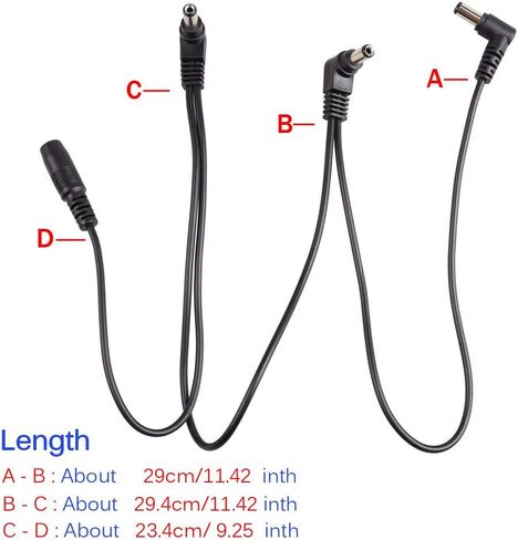 Daisy Chain 1 to 3/4/5 Ways Guitar Effects Pedal Power Supply Cable for 9V DC Adapter Plug (U.S.-Gauge Power Supply + 1 to 3 Way) in Saudi Arabia