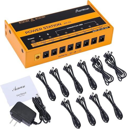 مزود طاقة لدواسة الجيتار - 8 مخارج تيار مستمر معزولة لدواسة تأثير 9 فولت/12 فولت/18 فولت 200 مللي أمبير، مزود طاقة لوحة الدواسة مع دائرة كهربائية قصيرة ذكية وحماية من التيار الزائد in Kuwait