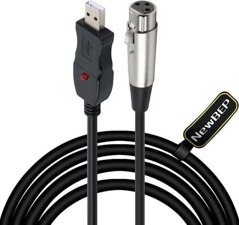 نيوبيب كيبل ميكروفون USB، 3 دبابيس USB ذكر الى XLR انثى، كيبل وصلة ميكروفون ستوديو صوت، محول اسلاك للميكروفون او تسجيل غناء الكاريوكي، 3 متر (كيبل ميكروفون USB) in Kuwait