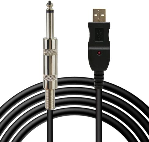 VAlinks USB Guitar Cable, USB Guitar Cord Male to 6.35mm 1/4" Mono Male Electric Guitar Cable, Computer Audio Connector Cord Adapter for Music Instrument Recording Singing (3m/10ft) in Kuwait
