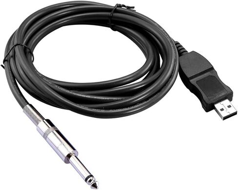VAlinks USB Guitar Cable, USB Guitar Cord Male to 6.35mm 1/4" Mono Male Electric Guitar Cable, Computer Audio Connector Cord Adapter for Music Instrument Recording Singing (3m/10ft) in Kuwait