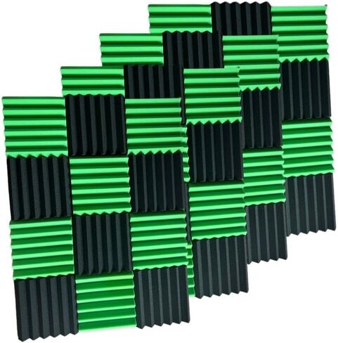 48 بلاط حائط من الإسفنج الصوتي باللون الأسود/الأخضر 12 بوصة × 12 بوصة × 2 بوصة in Kuwait