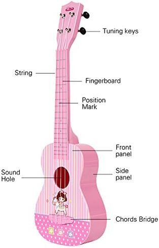 باولي لعبة القيثارة البلاستيكية الجميلة باللون الزهري الفاتح مع نغمة دقيقة ومفاتيح ضبط ممتازة لفتح الخيط ولوحة خلفية على شكل قوس in Kuwait
