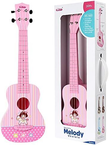 باولي لعبة القيثارة البلاستيكية الجميلة باللون الزهري الفاتح مع نغمة دقيقة ومفاتيح ضبط ممتازة لفتح الخيط ولوحة خلفية على شكل قوس in Kuwait