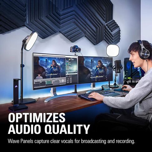 لوحات Elgato Wave: 6 لوحات معالجة صوتية، ورغوة مزدوجة الكثافة، وإطارات EasyClick خاصة، وتصميم معياري، وسهولة الإعداد والإزالة - أزرق in Kuwait