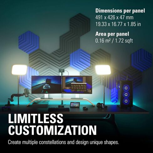 لوحات Elgato Wave: 6 لوحات معالجة صوتية، ورغوة مزدوجة الكثافة، وإطارات EasyClick خاصة، وتصميم معياري، وسهولة الإعداد والإزالة - أزرق in Kuwait