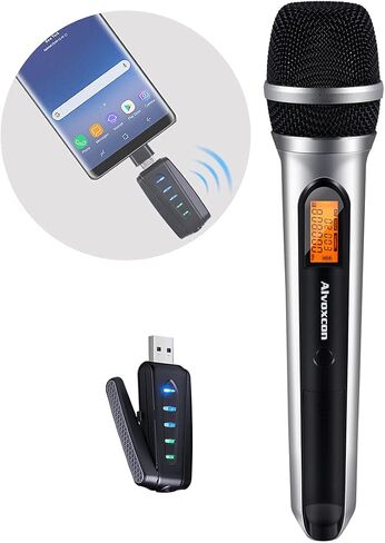 ميكروفون Alvoxcon USB لاسلكي، ميكروفون ديناميكي UHF لأجهزة Android، كمبيوتر شخصي، كمبيوتر محمول، PA، Podcasting، Vlogging، YouTube، التسجيل الصوتي، الألعاب، ممارسة الغناء (نظام مزود بمستقبل USB) in Kuwait
