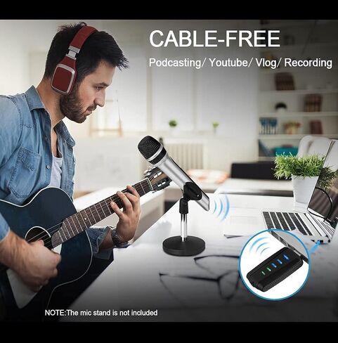 ميكروفون Alvoxcon USB لاسلكي، ميكروفون ديناميكي UHF لأجهزة Android، كمبيوتر شخصي، كمبيوتر محمول، PA، Podcasting، Vlogging، YouTube، التسجيل الصوتي، الألعاب، ممارسة الغناء (نظام مزود بمستقبل USB) in Kuwait