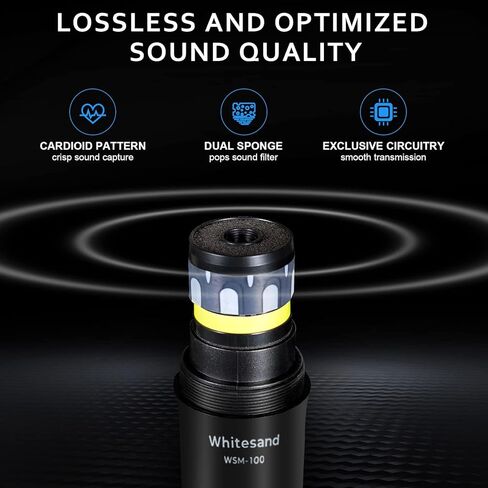مجموعة ميكروفون لاسلكي من Whitesand UHF مع ميكروفون ديناميكي محمول، 30 ترددًا، جهاز استقبال صغير، ميكروفون للغناء، الكاريوكي المنزلي، DJ، الكنيسة، الزفاف (WSM-100) in Kuwait