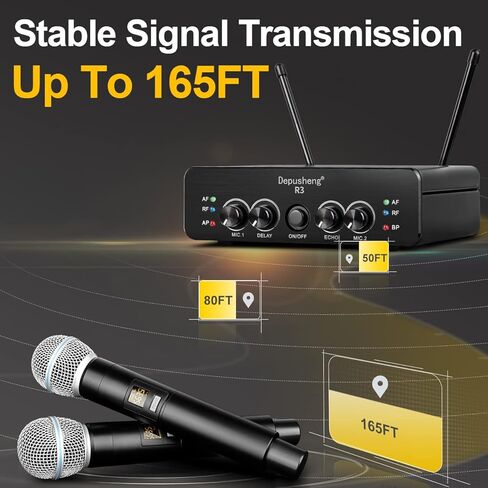ميكروفون لاسلكي محمول Depusheng R3 UHF، ميكروفون لاسلكي ديناميكي معدني بالكامل، مناسب للكاريوكي، الكنيسة، الزفاف، المؤتمرات، الحفلات in Kuwait