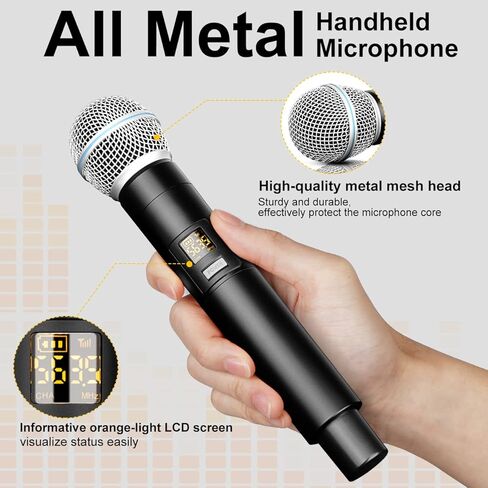 ميكروفون لاسلكي محمول Depusheng R3 UHF، ميكروفون لاسلكي ديناميكي معدني بالكامل، مناسب للكاريوكي، الكنيسة، الزفاف، المؤتمرات، الحفلات in Kuwait