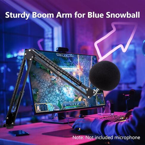 YOUSHARES Mic Stand with Foam Cover Windscreen - Microphone Boom Arm Stand and Pop Filter Compatible with Blue Snowball iCE Microphone in Saudi Arabia
