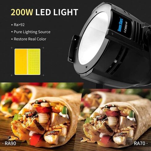Seven Stars 200W COB Lights, LED Par Light Warm White & Cool White Stage Wash Lights, DMX Stage Lights for Church/Party/Stage Show/Club/Karaoke（1 Pack） in Kuwait