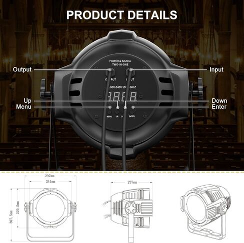 Seven Stars 200W COB Lights, LED Par Light Warm White & Cool White Stage Wash Lights, DMX Stage Lights for Church/Party/Stage Show/Club/Karaoke（1 Pack） in Kuwait