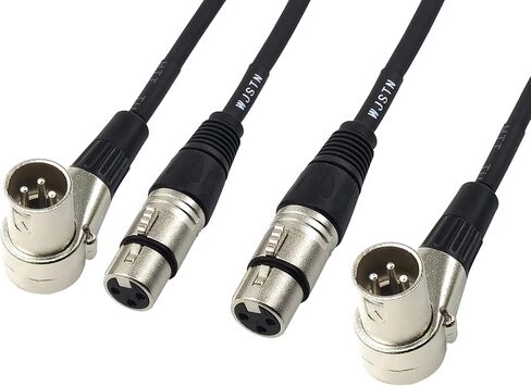 WJSTN 3 pin Right-Angle Male XLR to Straight Female XLR Plug Cable, Right Angle XLR Adapter 2ft/2 Pack in Kuwait