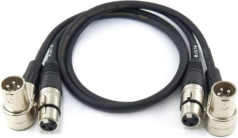 WJSTN 3 pin Right-Angle Male XLR to Straight Female XLR Plug Cable, Right Angle XLR Adapter 2ft/2 Pack in Kuwait