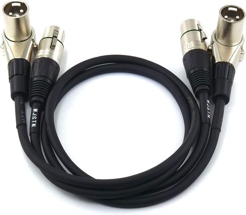 WJSTN 3 pin Right-Angle Male XLR to Straight Female XLR Plug Cable, Right Angle XLR Adapter 2ft/2 Pack in Kuwait