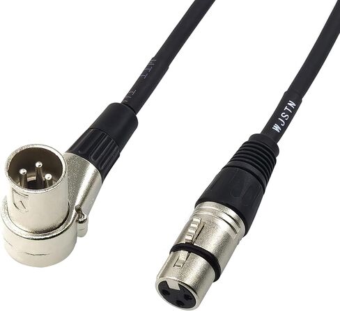 WJSTN 3 pin Right-Angle Male XLR to Straight Female XLR Plug Cable, Right Angle XLR Adapter 2ft/2 Pack in Kuwait