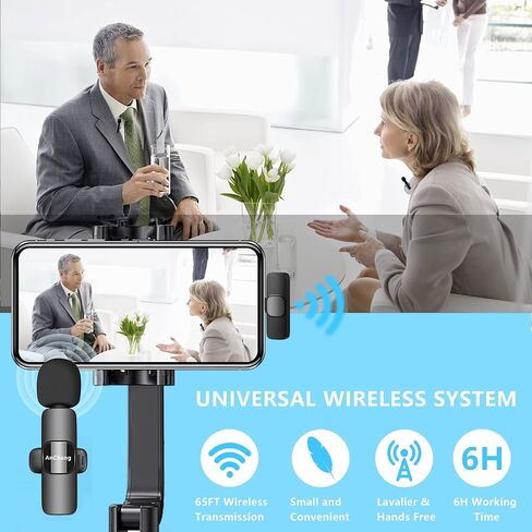 Wireless Lavalier Microphone for USB C Phone,Mini Plug-Play 2 Tiny Wireless Microphones for USB C Android Phone for Video Recording, YouTube/Facebook/TikTok/Interview/Vlog in Saudi Arabia