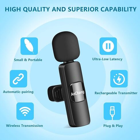 Wireless Lavalier Microphone for USB C Phone,Mini Plug-Play 2 Tiny Wireless Microphones for USB C Android Phone for Video Recording, YouTube/Facebook/TikTok/Interview/Vlog in Saudi Arabia