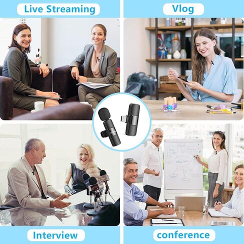 Wireless Lavalier Microphone for USB C Phone,Mini Plug-Play 2 Tiny Wireless Microphones for USB C Android Phone for Video Recording, YouTube/Facebook/TikTok/Interview/Vlog in Saudi Arabia