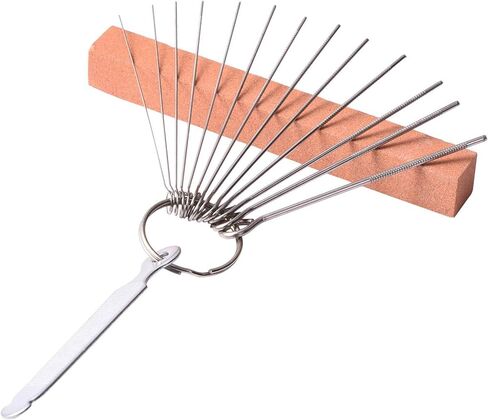 مجموعة مبرد سرج جسر الجيتار، 13 مبرد من الفولاذ المقاوم للصدأ بأحجام مختلفة مع حجر طحن للجيتار الصوتي الكهربائي القيثارة والجيتار والبانجو والمندولين (أخضر) in Kuwait