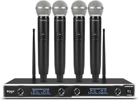 D Debra Audio D-440 UHF 4-Channel Wireless Microphone System with 4 Cordless Mics, Home Karaoke KTV Set, Ideal for Party, Church, Weddings, Stage, DJ, Outdoor, 300 Ft (2 Handheld & 2 Bodypack) in Kuwait