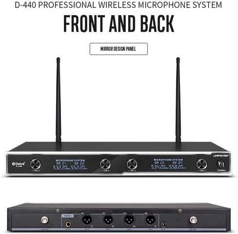 D Debra Audio D-440 UHF 4-Channel Wireless Microphone System with 4 Cordless Mics, Home Karaoke KTV Set, Ideal for Party, Church, Weddings, Stage, DJ, Outdoor, 300 Ft (2 Handheld & 2 Bodypack) in Kuwait