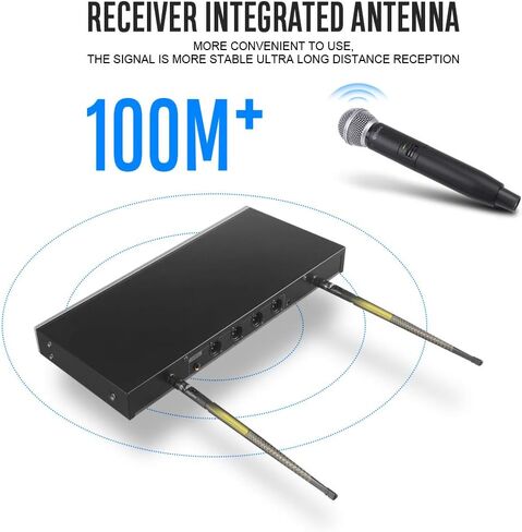 D Debra Audio D-440 UHF 4-Channel Wireless Microphone System with 4 Cordless Mics, Home Karaoke KTV Set, Ideal for Party, Church, Weddings, Stage, DJ, Outdoor, 300 Ft (2 Handheld & 2 Bodypack) in Kuwait