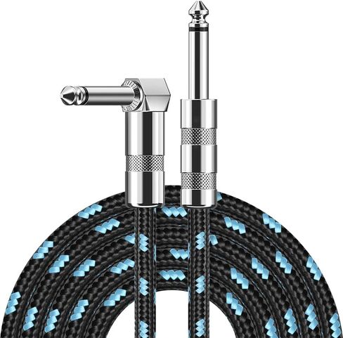 كابل جيتار SDYQD بطول 10 أقدام - 1/4 بوصة كبل أدوات ذهبي بزاوية قائمة - سلك جيتار كهربائي عالي الجودة وكابل أمبير - كابل أدوات كهربائية Pro Audio in Kuwait