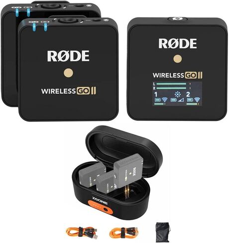 رود مجموعة مسجل / نظام ميكروفون لاسلكي رقمي مدمج لشخصين مع علبة شحن ZG-R30 لنظام ميكروفون رود اللاسلكي GO/GO II in Kuwait