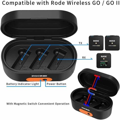 رود مجموعة مسجل / نظام ميكروفون لاسلكي رقمي مدمج لشخصين مع علبة شحن ZG-R30 لنظام ميكروفون رود اللاسلكي GO/GO II in Kuwait