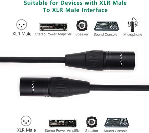 NANYI Microphone Cable XLR to XLR Patch Cables, 3-Pin XLR Male to Male mic Cable DMX Cable Patch Cords with Oxygen-Free Copper, 1.6Feet/0.5Meter in Kuwait