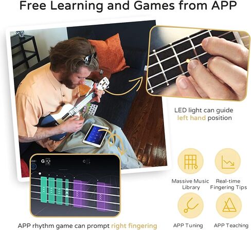 قيثارة الحفلات الموسيقية من بوبولي مقاس 23 انش من الخشب مع دروس مجانية عبر الانترنت للمبتدئين والبالغين والمراهقين والاطفال in Kuwait