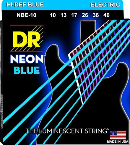DR Handmade Strings DR Hi-Def Neon Blue Medium Electric Guitar Strings (NBE-10) in Saudi Arabia
