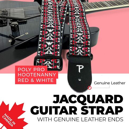 Perri's Leathers, Leather Guitar Strap with Leather Endings, Polyester, Yellow/Brown, Anti-Slip, Suitable for Each Level, Adjustable from 39" to 58" Inch, Compatible w/All Button Lock Systems in Saudi Arabia