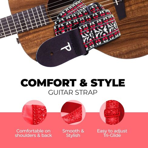 Perri's Leathers, Leather Guitar Strap with Leather Endings, Polyester, Yellow/Brown, Anti-Slip, Suitable for Each Level, Adjustable from 39" to 58" Inch, Compatible w/All Button Lock Systems in Saudi Arabia