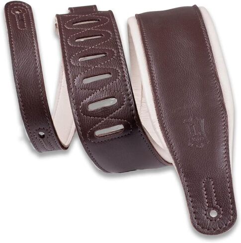 Levy's Leathers 3.25" Wide Garment Leather Guitar Strap in Dark Brown with Cream Backing (M26GP-DBR-CRM) in Saudi Arabia