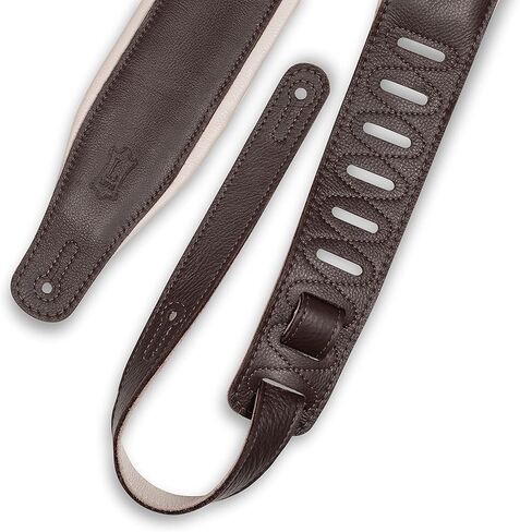 Levy's Leathers 3.25" Wide Garment Leather Guitar Strap in Dark Brown with Cream Backing (M26GP-DBR-CRM) in Saudi Arabia