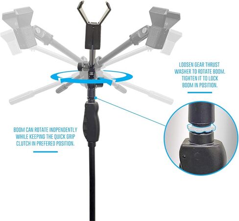 حامل ميكروفون بيد واحدة من AxcessAbles MS-201RB مع قاعدة مستديرة ثقيلة مرجحة وضبط الارتفاع سريع الإمساك - يتضمن ذراع ميكروفون متداخل. حامل ميكروفون طويل للغناء، عبوتان in Kuwait