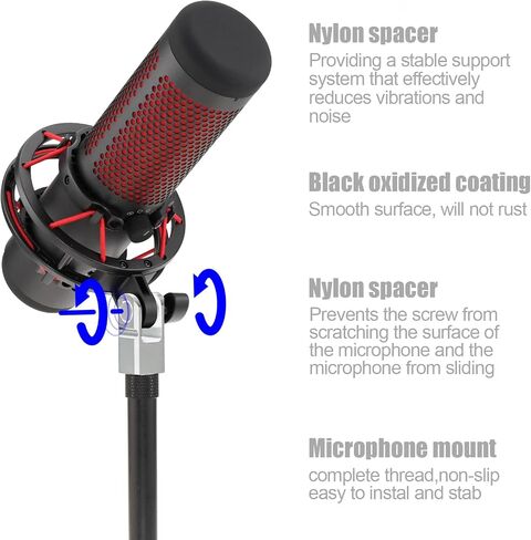محول تركيب الميكروفون لـ Hyperx Quadcast مع محول برغي 3/8 بوصة أو 1/4 بوصة، يعمل مع حامل ميكروفون HyperX QuadCast وذراع ذراع الرافعة المتين للميكروفون (فضي) in Saudi Arabia