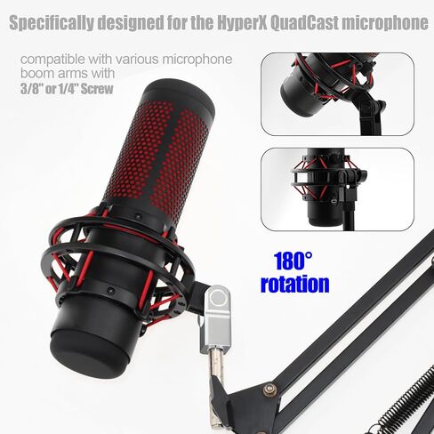 محول تركيب الميكروفون لـ Hyperx Quadcast مع محول برغي 3/8 بوصة أو 1/4 بوصة، يعمل مع حامل ميكروفون HyperX QuadCast وذراع ذراع الرافعة المتين للميكروفون (فضي) in Saudi Arabia