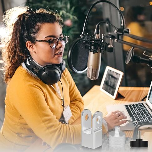 محول تركيب الميكروفون لـ Hyperx Quadcast مع محول برغي 3/8 بوصة أو 1/4 بوصة، يعمل مع حامل ميكروفون HyperX QuadCast وذراع ذراع الرافعة المتين للميكروفون (فضي) in Saudi Arabia